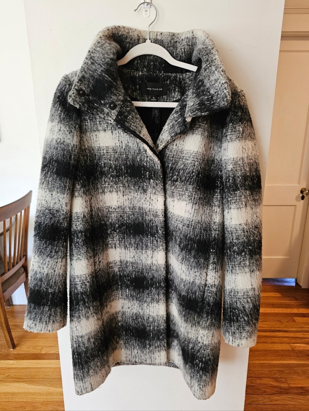 Ann Taylor Black & White Plaid Striped Jacket